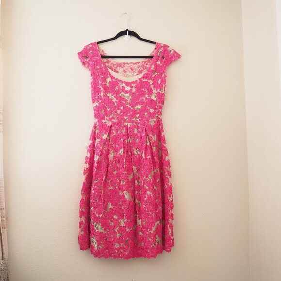 Anthropologie Yoana Baraschi Pink Jardim Lace Dress sz 6 - Picture 6 of 8